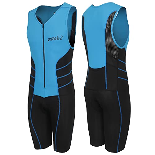 Youth Junior Kids Triathlon Suit Tri Cycling Skin Suit Sleeveless - Bonus Race Bib Belt - color: Blue, size: Youth 12