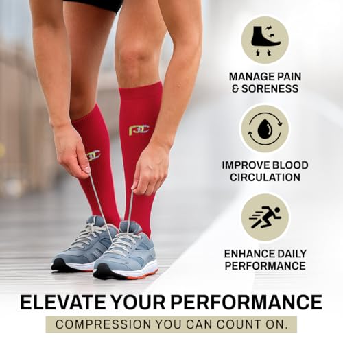 PRO Compression Marathon Socks - color: Red - 5 Pack, size: Large-X-Large