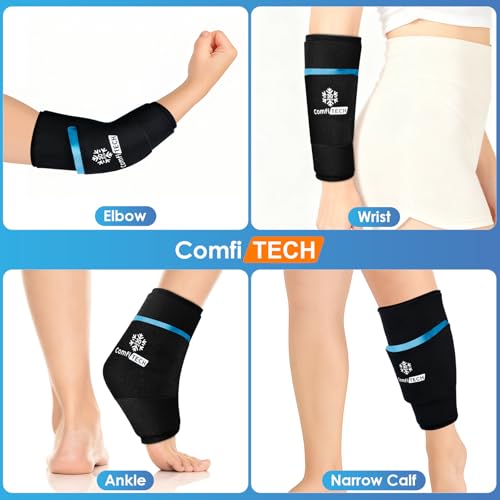 ComfiTECH Dual-Gel Ankle Foot Ice Pack Wrap with 30-Min Cooling, S, 2P - size: Small