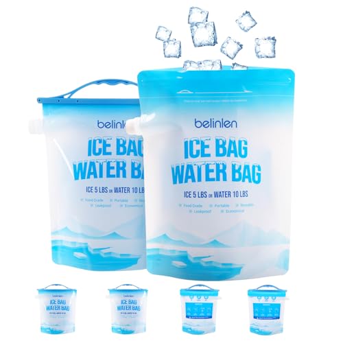 6 Pack Reusable Ice Bags for Cooler 5lb / 10lb Cooler Ice Cube Bag - size: 5lb/6Pack