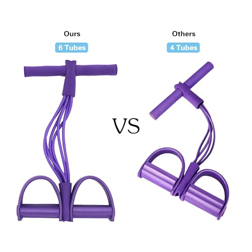 Multi-Function Tension Rope Band & Pedal Puller Resistance Band, 6-Tube Elastic Yoga Pedal Puller Resistance Band, for Abdomen/Waist/Arm/Leg Stretching Slimming Training - color: Purple-6 tube
