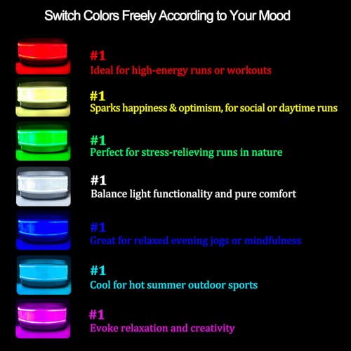 RGB 7 Colors Switchable LED Armband, USB-C Rechargeable, 360° Reflective Running Light for Runners, High Visibility Reflective Running Gear for Joggers Bikers Walkers - color: Green