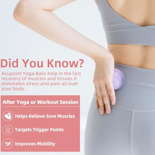 Massage Lacrosse Balls 2 Pack, Rubber Trigger Point Therapy Balls for Deep Tissue Myofascial Release, Plantar Fasciitis & Muscle Soreness Relief, Portable Pain Relief Tool (Purple and Blue) - color: Purple and Blue