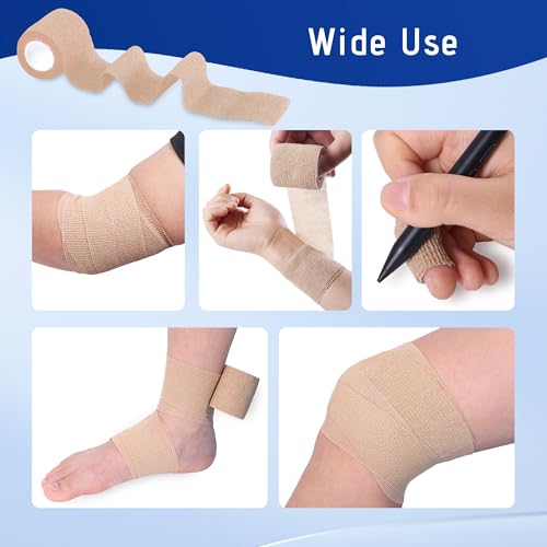 12 Pack Self Adhesive Bandage Wrap 2 Inch X 5 Yards Athletic Tape, Elastic Self Adherent for Ankle, Wrist (Colorful) - color: 12 Color