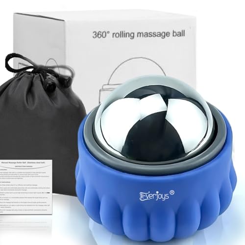 Massage Ice Roller Ball Cold & Heat Therapy Tissue Relief Muscle Recovery - color: Blue and Gray