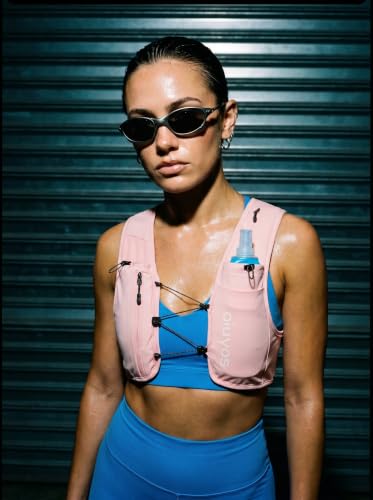 Running Vest for Women Men, 500ml Soft Flask & Phone Holder - color: Pink, size: Medium-Large
