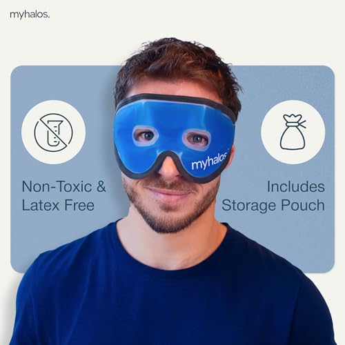 MyHalos Cooling Gel Eye Mask, Cold Ice Pack for Puffy Eyes & Dark Circles - color: Blue, size: Pack of 1