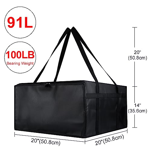 Insulated Pizza Delivery Bag for Carry Hot, 20" x20"x14", Black, 1Pk - color: Black, size: 20 x 20 x 14 inches