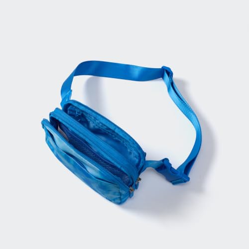 Pander Nylon Fanny Pack Belt Bag for Women with 5 Zipper Pockets - color: Cloud Blue