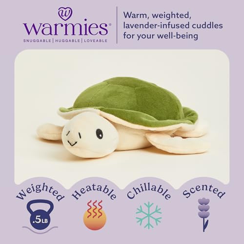 warmies Junior Weighted Stuffed Animal, Microwavable Turtle Plush, Green