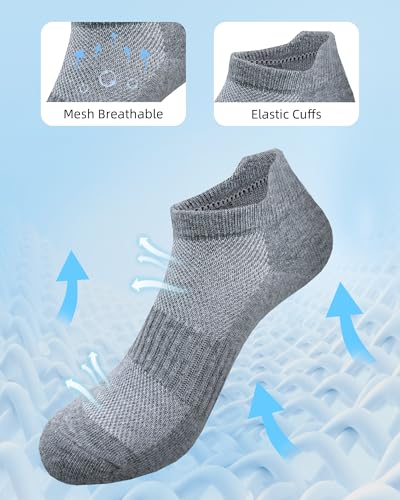 SIXDAYSOX Ankle Socks for Women Thin Breathable Cotton No Show Socks Womens - color: 5 Pairs-2 Black+2 White+1 Gray, size: 6-9