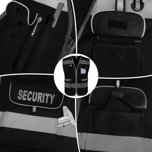 TCCFCCT Security Vest for Security Guard 9 Pockets Safety Vest, Black L - color: Black-bison 09, size: Large