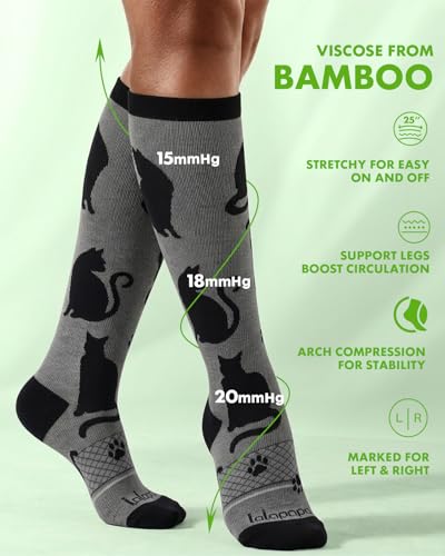 Bamboo Viscose Compression Socks for Women - color: Cat Paw, size: Small-Medium