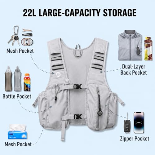 Cooling Vest for Men Women, Hydration Vest for Running Hiking - color: Silver