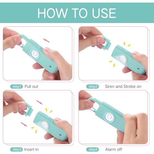 Tellegloww 6 Pcs 130 dB Personal Safety Alarm for Women, Bright Color, Snap - color: Bright Color, style: Snap