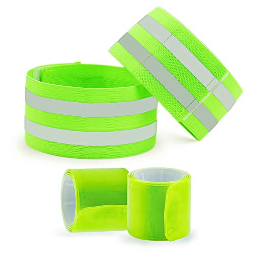 4PCS Reflective Running Gear, High Visibility Bands for Wrist Ankle Arm Leg