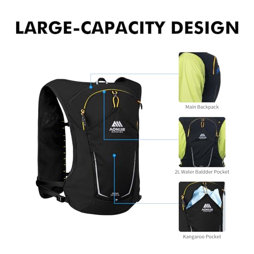 AONIJIE Running Hydration Vest for Women Men 8L Hydration Backpack Hiking - color: Black
