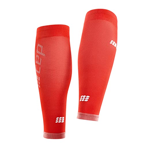 CEP Men’s Calf Compression Running Sleeves | Running Ultralight Calf Sleeves - color: Lava/Light Grey, size: 5