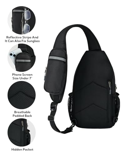 WATERFLY RFID Sling Backpack Crossbody Sling Bag Travel Hiking Daypack - color: Rfid-black
