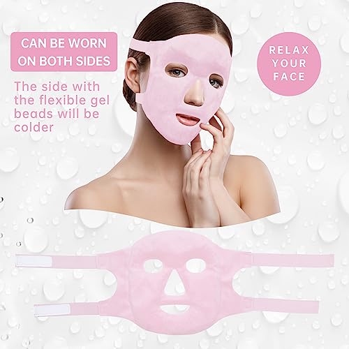 ZNÖCUETÖD Face Ice Mask Facial Ice Packs Gel Hot Cold Compress for Women - color: Pink