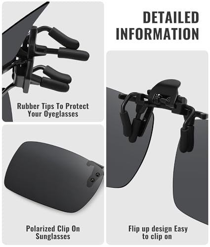 MEETSUN Polarized Clip On Sunglasses for Men Women, Fit Over Glasses - color: 4pack-black+blue+dark Green+night Vision