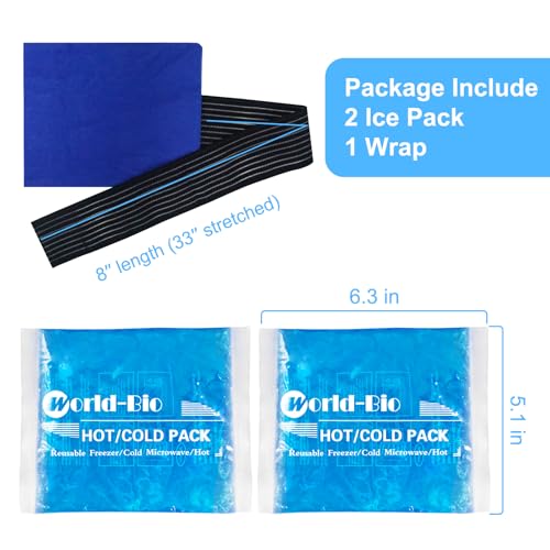 Reusable Gel Ice Packs with Wrap, 2 Pack 1 Wrap 6.3"x5.1" - style: 6.3"x5.1", 2 PACK + 1 Wrap