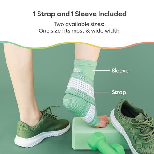 ZenToes Ankle Support Brace, Adjustable Stabilizer Wrap (Wide) - color: Green, size: Wide Width
