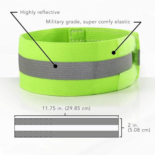 MaximalPower Reflective Band Reflector Band for Wrist, Arm, Ankle, Leg, High Visibility Reflective Gear Safety Reflector Tape Straps for Night Walking, Cycling and Running
