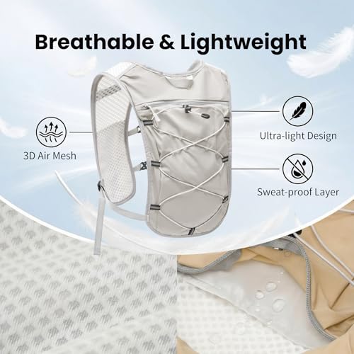 Hydration Backpack Lightweight Running Vest for Women Men with 500ml Soft Flask Hiking Daypack - color: Gray Vest Only