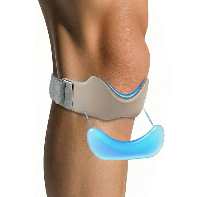 Patella Tendon Strap for Men & Women, Adjustable Knee Brace, Grey, 1 Pack