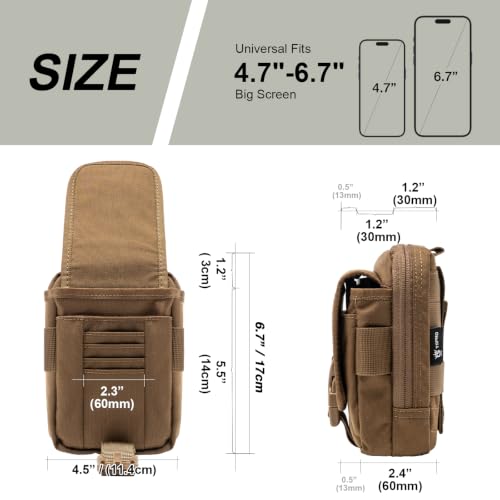 TSPRO MOLLE Phone Pouch, Tactical Phone Holder for Belt, EDC Gear Organizer - color: Black