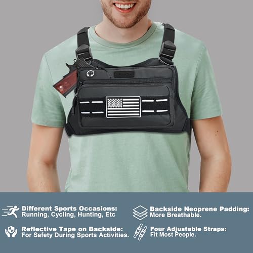 Chest Bag For Men, Outdoor Sports Running Chest Pack, Black