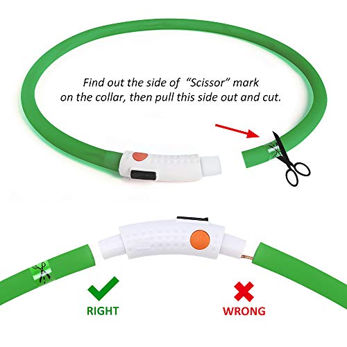 BSEEN Light Up Dog Collars - Silicone LED Dog Collar, Cuttable Lighted Puppy Collar, Glowing Dog Walking Lights for Small Medium Large Collars (Green) - color: Green-Standard(70cm)