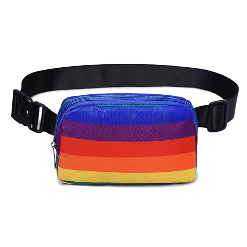 Ausion Fanny Pack Waist Bag for Men&Women Adjustable Belt Hip Bum Bag Fashion Water Resistant Hiking Waist Bag for Traveling Casual Running Hiking Cycling - color: upgraded rainbow