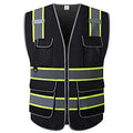 High Visibility Safety Vest - Multi Pockets Reflective Mesh Breathable Workwear, ANSI/ISEA Standards (4X-5X, Black Mesh-02) - color: Black Mesh-02, size: 4X-5X