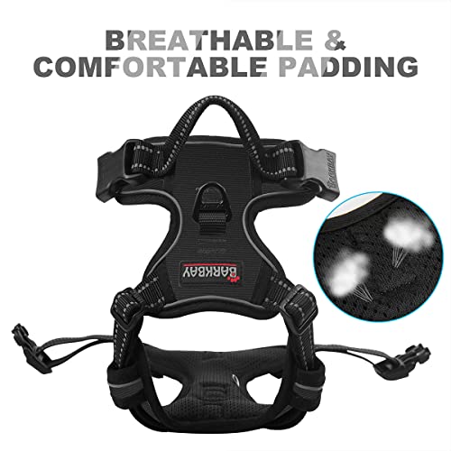 BARKBAY Dog Harness No Pull for Medium Sized Dog Front Back Clips,Dog Vest - color: Black, size: Medium(Chest:22.5-28")