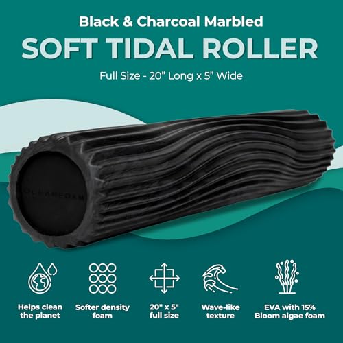 Oceanfoam Soft Tidal Roller - Soft Density Foam Roller (Black & Charcoal) - color: Black & Charcoal Marbled