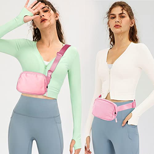 Amazerbst Fanny Pack, Everywhere Belt Bag,40 Inch Adjustable Strap for Women and Men,Waterproof - color: Pink