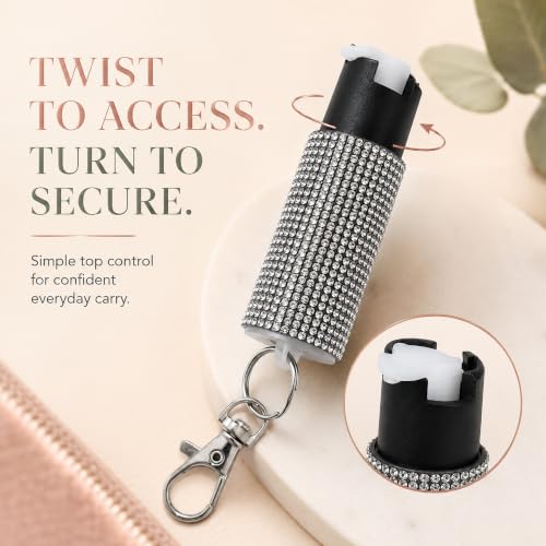 Pepper Spray for Women, Mini Bling Keychain, 12-Ft Range, Quick Release - color: Multi color