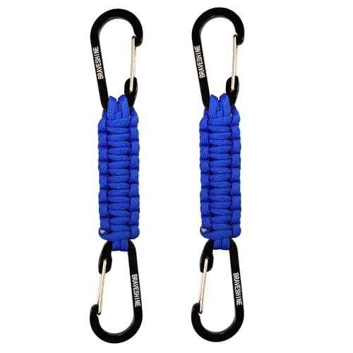 BRAVESHINE Paracord Keychain Carabiner Clip | D Ring Hanger Lanyard Hook - color: Blue