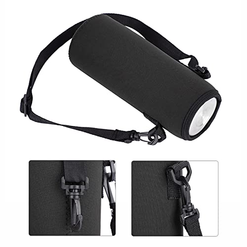 Water Bottle Carrier Bag, Single-layer sports1000ml 34oz Neoprene Bottle Sleeve with Adjustable Sling Strap, for Stainless Steel Bottles, Glass Bottles, Plastic Water(black)