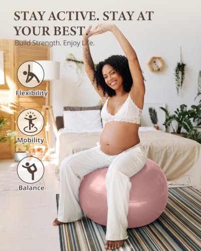 Trideer Yoga Ball for Exercise, Pregnancy, Active Sitting, 55/65/75cm - color: Blush Dawn Pink, size: XL(27-30ines/68-75cm)