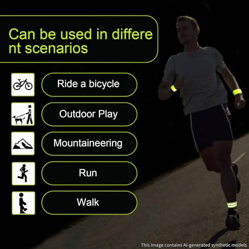 4PCS Reflective Running Gear, High Visibility Bands for Wrist Ankle Arm Leg