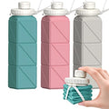 BEAUTAIL Collapsible Water Bottles 21oz/610mL, Silicone Travel Water Bottle - color: Blue+Pink+Starlight