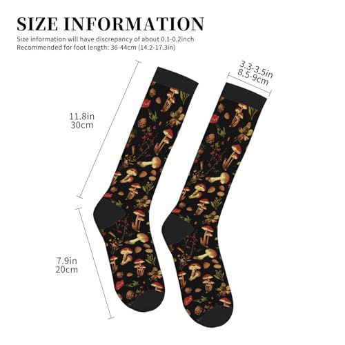 Crazy Fun Compression Socks, Unisex Knee High Support Socks - color: Mushroom