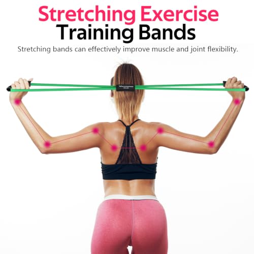 Resistance Bands with Handles, Figure 8 Fitness Bands, Exercise Bands Set - color: Green, Pink, Purple, size: 3pcs