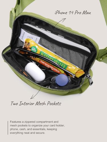 ODODOS Unisex Mini Belt Bag with Adjustable Strap Small Fanny Pack for Workout Running Traveling Hiking, Olive - color: Olive
