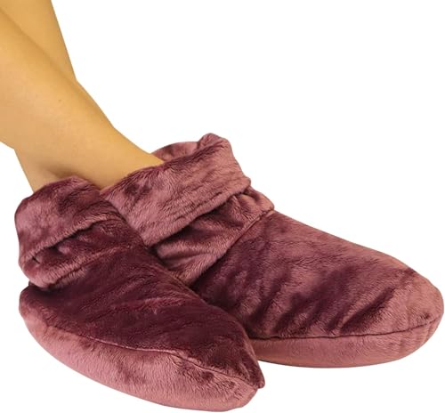 MARS WELLNESS Heated Microwavable Booties - Microwave Slipper Warmers - color: Mauve, size: Pack of 3