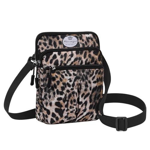 HUA ANGEL Multifunctional Fanny Pack for Men & Women Lightweight Waist Bag with 3 Zip Compartments, Cross body bag for Running Walking Sport Travel - color: Pink leopard print