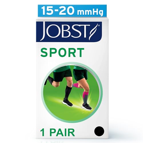 JOBST Sport Compression Socks, 15-20 mmHg, Knee High - color: Black/Cool Black, size: Medium (1 Pair)